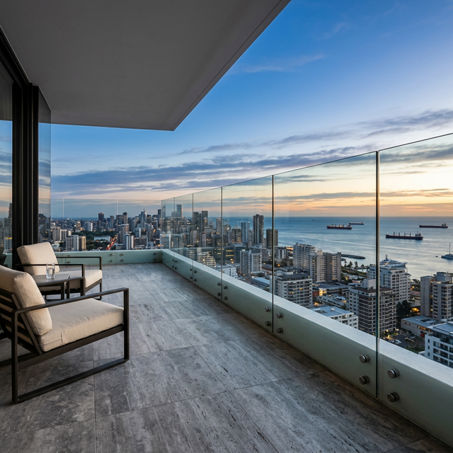 Luxury property with ocean view from balcony